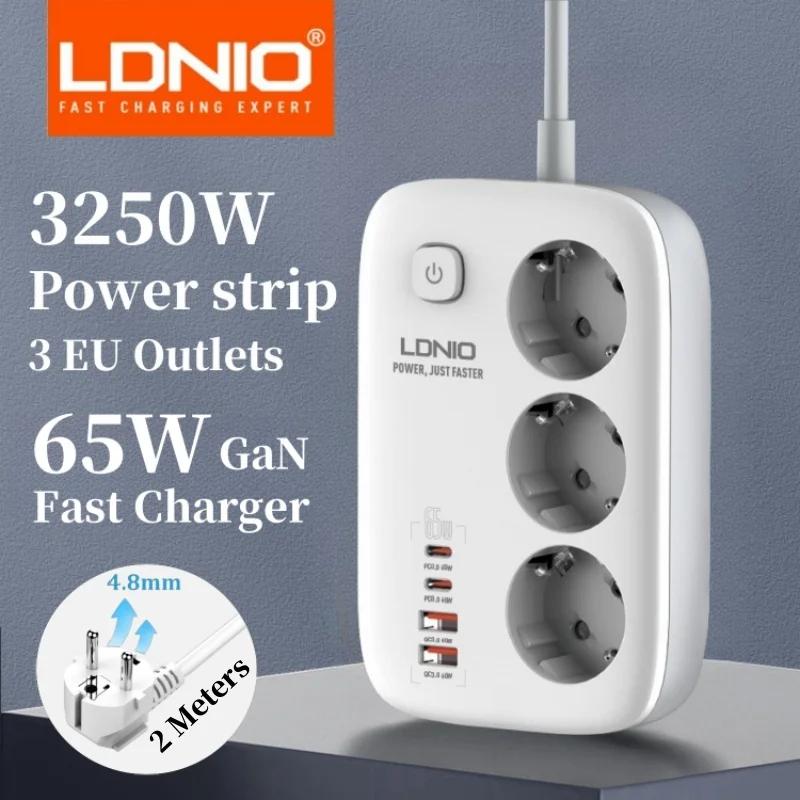 LDNIO EU ÷  Ʈ 2M  ̺ Ʈũ  USB 65W    C Kr ܼƮ    ȣ